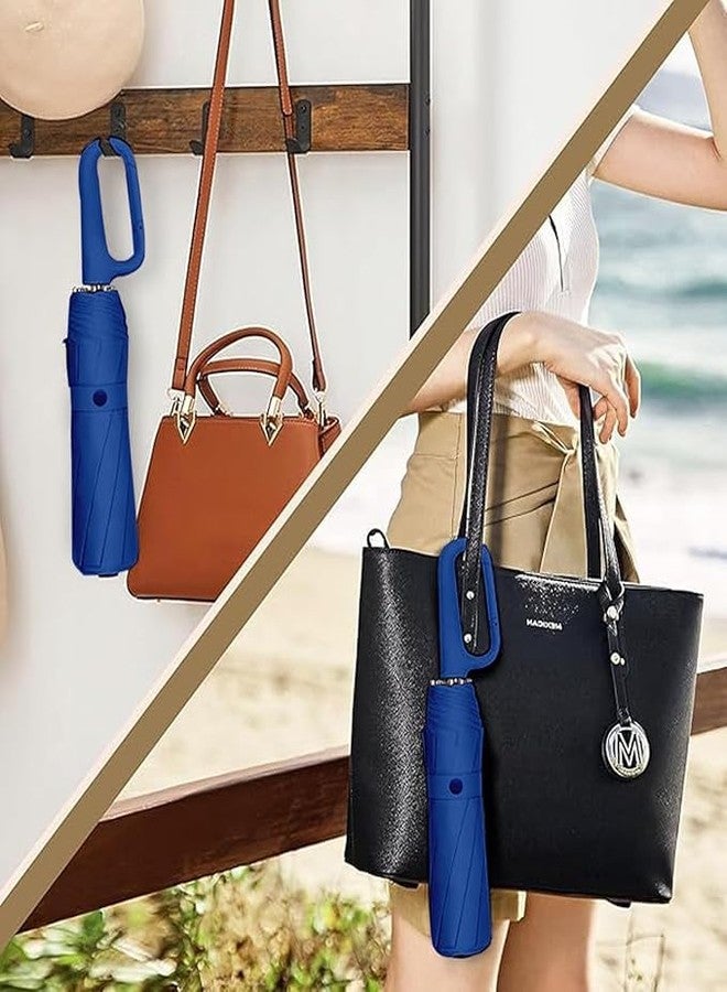 TEKCOOL مظلة TEKCOOL UV بمقبض كارابين مبتكر، مظلات سفر مقاومة للمطر والشمس والرياح، صغيرة الحجم، تفتح وتغلق تلقائيًا، 8 أضلاع، مظلة محمولة للرجال والنساء (أزرق داكن) - Image 4